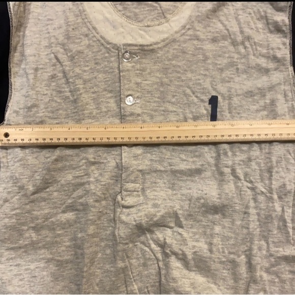 Vintage Wilson Uniform Baseball Henley Shirt Navy Gray #1 - Picture 5 of 12